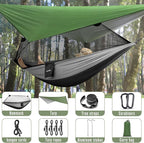 G4Free Camping Hammock with Net and Rain Fly, 2 Person Lightweight Portable Hammock Tent with Tarp for Camping Hiking Backyard Outdoor Backpacking Travel