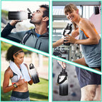 32OZ Water Bottle with Straw & Strap, BPA Free Insulated Water Bottle Keeps Cold 48H Hot 24H, Double-Wall Sport Water Bottle with Sleeve Carrier, Stainless Steel Bottle for Kids Men Woman Xmas Gift