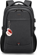 DUSLANG 17 Inch Laptop Backpack for Travel Water Resistant College Backpack for Men Women Laptop Bag with USB Charging Port Key Hanging Ornament Christmas Decorative,Black