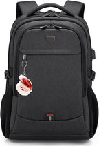 DUSLANG 17 Inch Laptop Backpack for Travel Water Resistant College Backpack for Men Women Laptop Bag with USB Charging Port Key Hanging Ornament Christmas Decorative,Black
