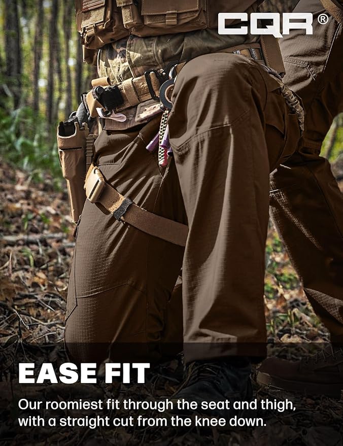 CQR Men's Tactical Pants, Water Resistant Ripstop Cargo Pants, Lightweight EDC Work Hiking Pants, Outdoor Apparel