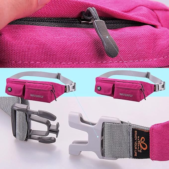 WATERFLY Fanny Pack Slim Soft Polyester Water Resistant Waist Bag Pack for Man Women Carrying iPhone 8 Samsung S6