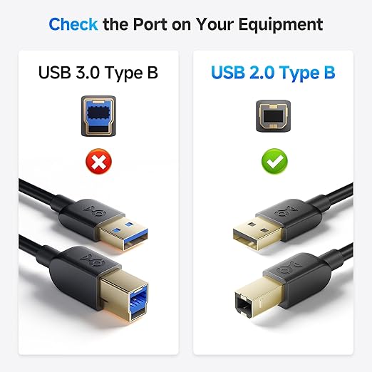 Cable Matters USB Printer Cable - 6ft, USB A to B Cable, Compatible with Printer, External Hard Drive, Audio Interface, Scanner, MIDI Controller, MIDI Keyboard, Black