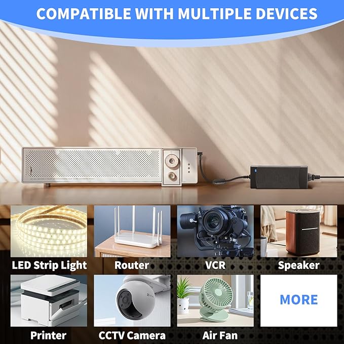 12V 8A Power Supply 96W 100V~240V AC to DC Adapter Converter Transformer,12 Volt 8 Amp 7A 6A 5A 4A 3A Power Supply Adapter with 5.5mm x 2.5mm/2.1mm Output Jack for 12V LED Strip Light Camera Printer