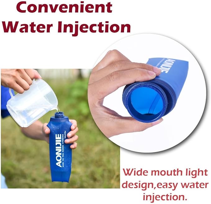 AONIJIE 2Pack of Soft Soft Folding Hydration Bottle Water Collapsible Flask BPA-Free Bottles (350ml/11.95oz)