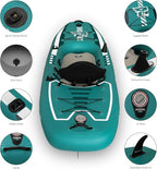 10.2'x35''x8'' Inflatable Kayak with Detachable Seat, SUP-Kayak Set Includes Hand Pump/Aluminum Oar/Backpack, Inflatable Boat for Adults/Kids | for Fishing, Touring-Green