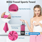 BOGI Microfiber Travel Sports Towel-Quick Dry Towel, Soft Lightweight Microfiber Camping Towel Absorbent Compact Travel Towel for Camping Gym Beach Bath Yoga Swimming Backpacking (M:40''x20''-Hpink)