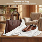 Q&J Fabric Co. 6 Pack Satin Dust Bag 19.7x23.6 inch White 100% Polyester Silk Bag Purse Dust Bag Shoe Bags for Closet Purse Protector Bag Dust Covers for Purses