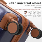 luggage sets 3 Piece with Spinner Wheel,100% PC Material Lightweight Durable,Expandable Carry On Travel Hardside Suitcase sets with TSA Lock for Men and Women (Blue+brown)