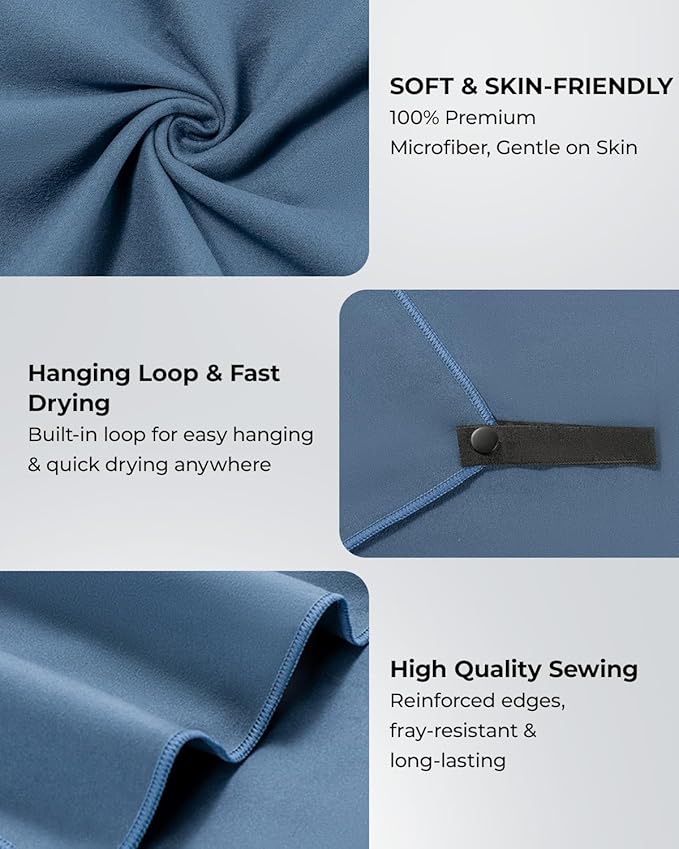 Quick Dry Microfiber Towel Travel, Beach & Camping Towels. Fast Drying, Super Absorbent & Ultra Compact for Travel, Bath, Gym, Swimming, 1 Pack, 72"x40" Navy Blue