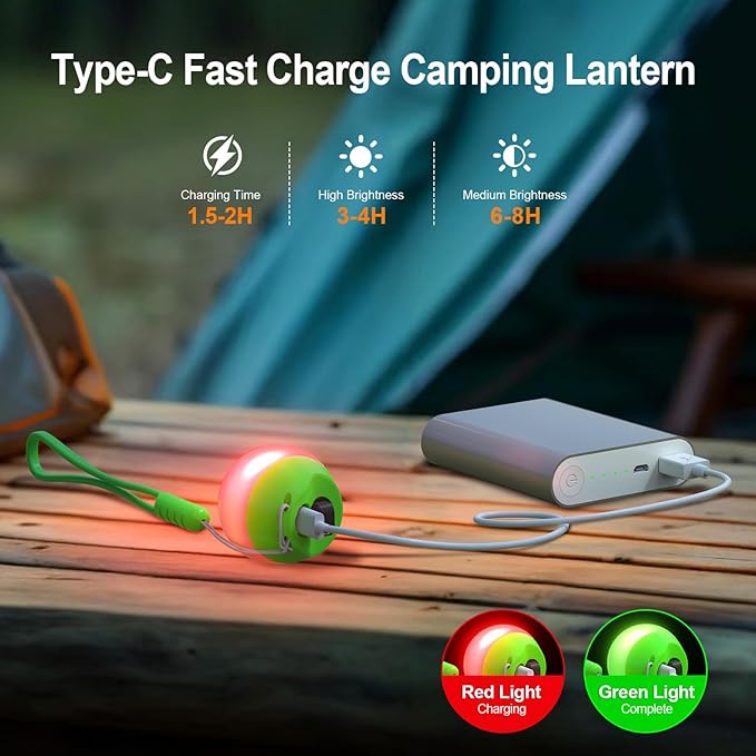 LETMY Rechargeable Camping Lights, 2 Pack Portable tent lights With 4 Lighting Modes, 150LM LED Camping Lantern, Only 20g Hanging Tent Lantern With Silicone Lanyard for Kids Hiking Backpacking Outages