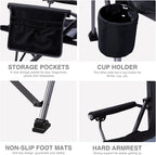 EVER ADVANCED Oversized Folding Camping Chair for Adults, Heavy Duty Lawn Chair with Side Pockets, Portable Collapsible Quad Chair for Outside, Support Up to 500lbs, Black