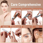 Nail Clippers and Beauty Tool Portable Set, Cuticle Nail Care Tools, 7pcs Stainless Steel Grooming Kit, Suitable for Home, Workplace, Outdoor Travel, Gift Giving, Salon., Beige+Brown