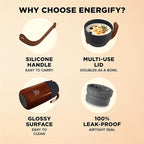 ENERGIFY Vacuum Insulated Food Jar. Large 24oz Bowl incl. Folding Spoon, Cup. Wide Mouth Keep Hot & Cold Drinks Soup Lunch Container for Adults. BPA-Free Stainless Steel, Leak Proof Red Mahogany