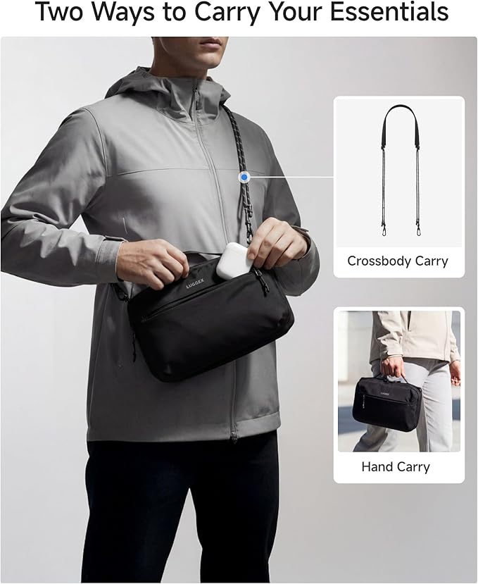 LUGGEX Large Travel Tech Pouch, CBX01 Cable Organizer Bag with Strap for Kindle, Chargers, Cord, Double Accessories & Water Resistant