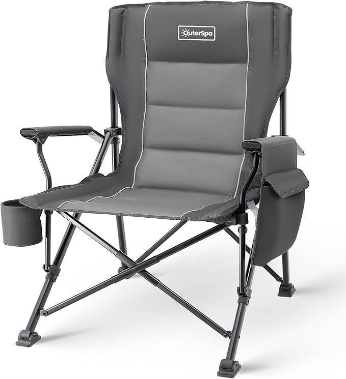 Oversized Folding Camping Chairs for Adults Heavy Duty, Support 500lbs Big and Tall High Back Camping Chairs for Heavy People Padded Lawn Chairs Camp Chairs for Patio,Beach,Camp,Lawn,Outdoor