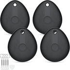 FIQI Air Tracker Tags 4-Pack (Black) – Compatible with Apple Find My (iOS Only), Bluetooth 5.4 Item Locator with Smart Tag for Wallet, Keys, Luggage & Bags, 90 dB+ Alert, 7g Lightweight, Matte Finish