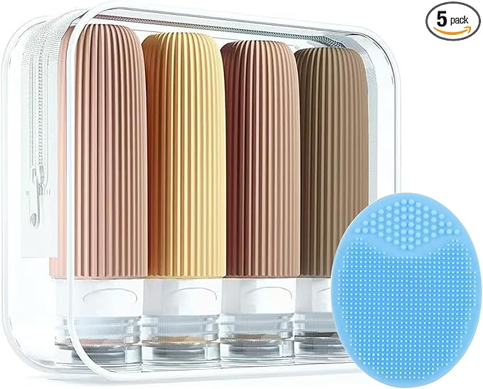 6 Pack Travel Bottles for Toiletries, Tsa Approved 3oz Travel Size Containers BPA Free Leak Proof Refillable Liquid Silicone Squeezable Travel Accessories for Shampoo Conditioner Lotion