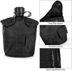 HXBER 3 Piece Canteen Kit with Aluminum Cup and Cover for Outdoor Camping Hiking Backpacking Survival