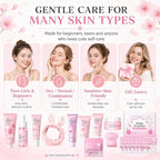 Japan Sakura Skin Care Set For Teen Girls, Skincare For Girls 10-12, Skin Care For Teens 10-12, Japanese Cherry Blossom Skin Care For Kids, Birthday & Mothers Day Gifts 30PCS