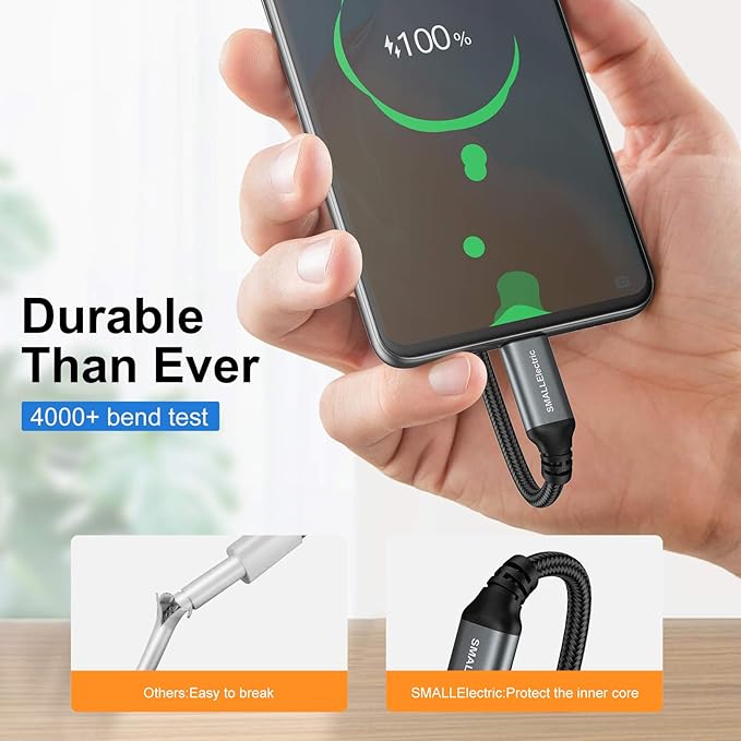 USB Type-C to A Cable 5pack 6ft Braided Fast Charging 3A Quick Charger Cord, 6 Foot Compatible iPhone 17/17 Pro/16e/16/15 Pro Max,Samsung Galaxy S10 S9 S8 Plus, Note 10 9 8, LG V50 V40 G8 G7(Grey)