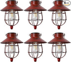 YAKii 6 Pack Solar Lantern Hanging Waterproof Outdoor Metal Solar Lamp with Warm White Light Decorate for Yard Garden Pathway Patio Porch (Red)