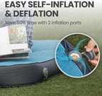 FUNDANGO 4'' Thick Self Inflating Sleeping Pad with Foam, 8.7 R Value, XL Double Mattress, Outdoor Portable Camping Air Mat for Tent, Car or Home,