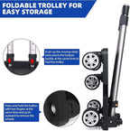 Backpack Trolley, Wheeled Folding Luggage Travel Cart Aluminum -Roller Carrier for Backpack/Schoolbag/Boxes(5 Wheels Detachable)