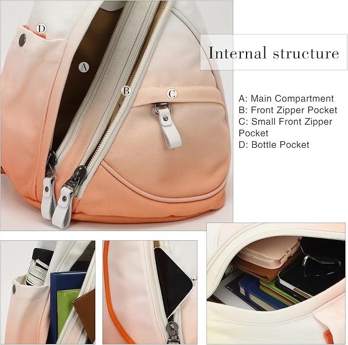 KL928 Canvas Sling Bag - Small Crossbody Backpack Shoulder Casual Daypack Rucksack for Men Women