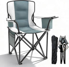 Heavy Duty Camping Chairs 600D Oxford Portable Folding Chair - Extra Wide Armrests, Cup Holder & Cooler Bag, Supports 350lbs, Ideal for Outdoor, Beach, Picnic & Sports