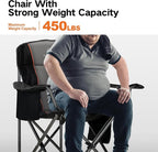 ALPHA CAMP Oversized Folding Camping Chair, Heavy Duty Portable Lawn Chairs with Cooler Bag, Side Pocket & Cup Holder, Folding Chairs for Outside Support 450 LBS