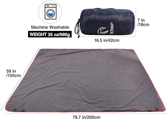 REDCAMP Large Waterproof Stadium Blanket for Cold Weather, Soft Warm Fleece Camping Blanket Windproof for Outdoor Sports, Dark Blue