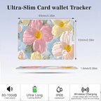 Wallet Tracker Card (iOS Only), Rechargeable Bluetooth Smart Tracking for Apple Find My Compatible Anti Tracker for Men Women Slim Item Locator for Purse Passport Key Luggage Tag (1Pcs/Sunflower)