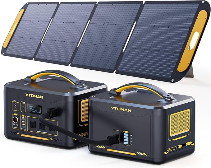 VTOMAN 2376Wh Portable Power Station Bundle with Extra Battery & 200W Solar Panel Included - Up to 3000W Solar Power Generator for Home Backup, Off-grid, Road Trip, RV, Camping, Fishing, Emergencies
