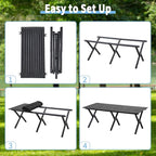 Roll-Up Camping Table Black Aluminum Low Folding Table for Outdoor Picnic BBQ Backyard Beach Easy Carrying in Bag-4FT