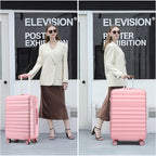 Kono Medium Checked Luggage 24 Inch Expandable With Spinner Wheels, TSA Lock, ABS+PC Lightweight Travel Suitcase Larger And Lighter Capacity, Pink
