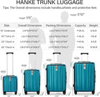Hanke 16 Inch Underseat Carry On Luggage with Wheels,Small Hard Shell Suitcases for Weekender,Top Opening Tsa Approved Lightweight Travel Luggage Suitcase Christmas Gifts for Birthday，Caribbean Blue.