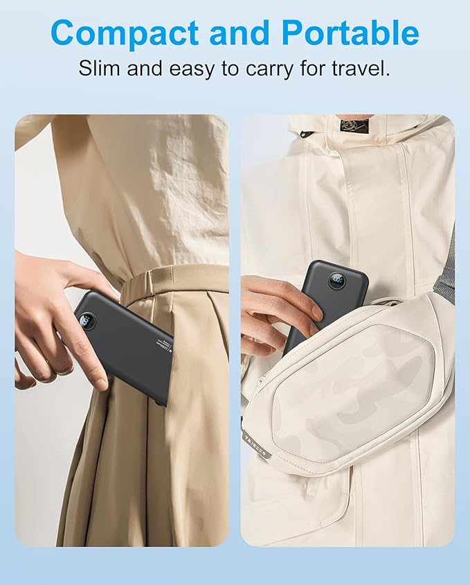 Portable Charger, 12000mAh 22.5W Type C Fast Charging Power Bank with Built-in Cables & Wall Plug, External Battery Bank with LED Display, Travel Essential Battery Pack for iPhone, iPad, Samsung Black