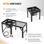 ROVSUN Portable Propane Gas Stove with Detachable & Foldable Side Rack, Single Burner Camp Stove Cooker for Outdoor Backyard Cooking, Camping, Tailgating, Canning, Frying Turkey & Boiling Seafood