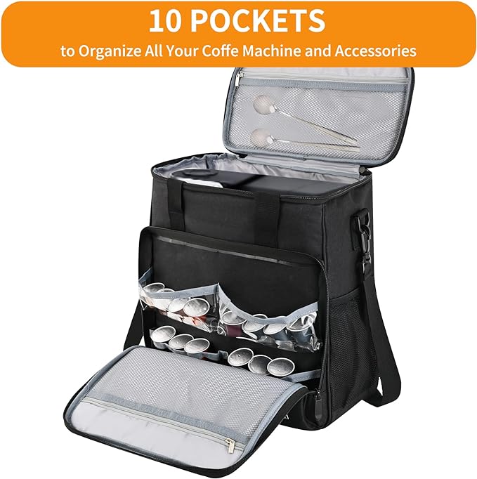 LEFOR·Z Travel Coffee Maker Carrying Bag Compatible with Keurig K-Slim/K-Express/K-Iced/Ninja PB051/PB041ST,Single Serve Coffee Maker Portable Storage Bag with Shoulder Strap(Patented Design)