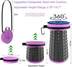 ALEVMOOM 2025 Upgraded XXL Collapsible Stool with Cushion 19.7",1000lbs Max Weight,Wider & Taller Pop Up Seat, Heavy Duty Portable Retractable Folding Chair or Travel Foot Rest for Camping & Outdoors