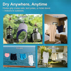 2 Pack Retractable Portable Clothesline, Windproof Clothes Line for Outdoor Camping, Travel, Laundry Drying with 12 Clips for Cruise, Hotel & Home-Sapphire Blue & Colorful