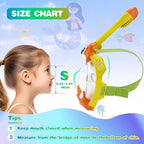 Full Face Snorkel Mask for Kids 4-16, 180 Degree Panoramic View Snorkeling Set Anti-Fog Anti-Leak, Foldable Dry Top Snorkeling Gear for Kids