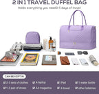 Travel Bag Weekender Bags for Women - Carry on Overnight Bag with Shoe Compartment Duffle Bag with Laptop Pocket Light Purple