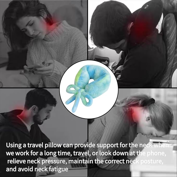 Travel Pillow Multifunctional Airplane Travel Neck Pillow Provides Neck and Lumbar Support During Travel Airplane Pillow Colorful Green