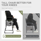 EVER ADVANCED Portable 30.7" Seat Height Tall Folding Camping Chair Directors Chair High Foldable Bar Stool with Side Table for Makeup Artist, Sports Event, Craft Show, Supports 350LBS Green Grey