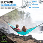Grassman Camping Hammock Double & Single Portable Hammock with Tree Straps, Lightweight Nylon Parachute Hammocks Camping Accessories Gear for Indoor Outdoor Backpacking, Travel, Hiking, Beach