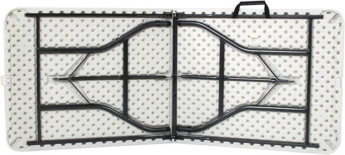 Cosco 6ft Fold-in-Half Blow Molded Folding Table, Indoor/Outdoor, Comfort Handle, Lightweight Plastic Construction - White