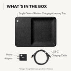 Courant Catch:3 Classics - Italian Leather Wireless Charging Station and Valet Tray (Black) - Compatible with iPhone 16, 15, 14, 13, 12, 11, Galaxy S24, S23, S22, S21, S20, Note, AirPods, AirPods Pro