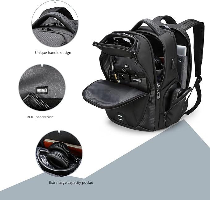 Swissdigital Design Men Laptop Backpack with Apple Find My, Business Travel Backpack with USB Charging Port and RFID Protection Fits Laptops up to 15.6 Inch | Terabyte NG